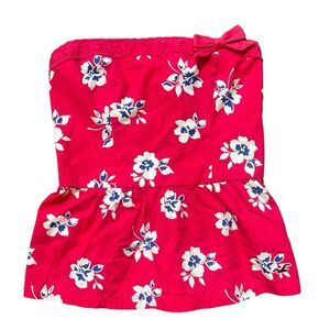 NWT Hollister Shirt Y2K Baby Doll Tube Top Floral Strapless Hot pink Floral Sz M